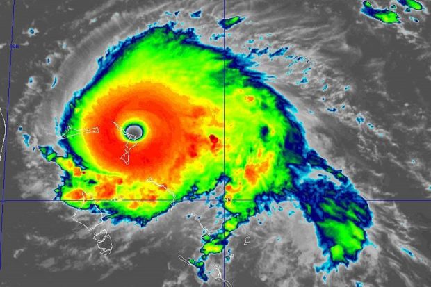 A satellite image of the hurricane